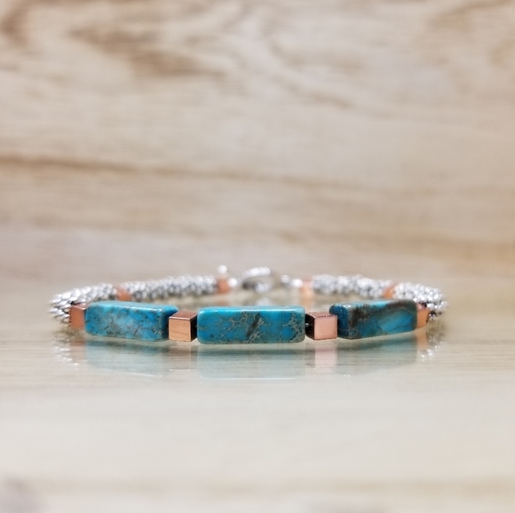 Sky Blue Imperial Jasper Beaded Gemstone Br - Picture 1 of 8